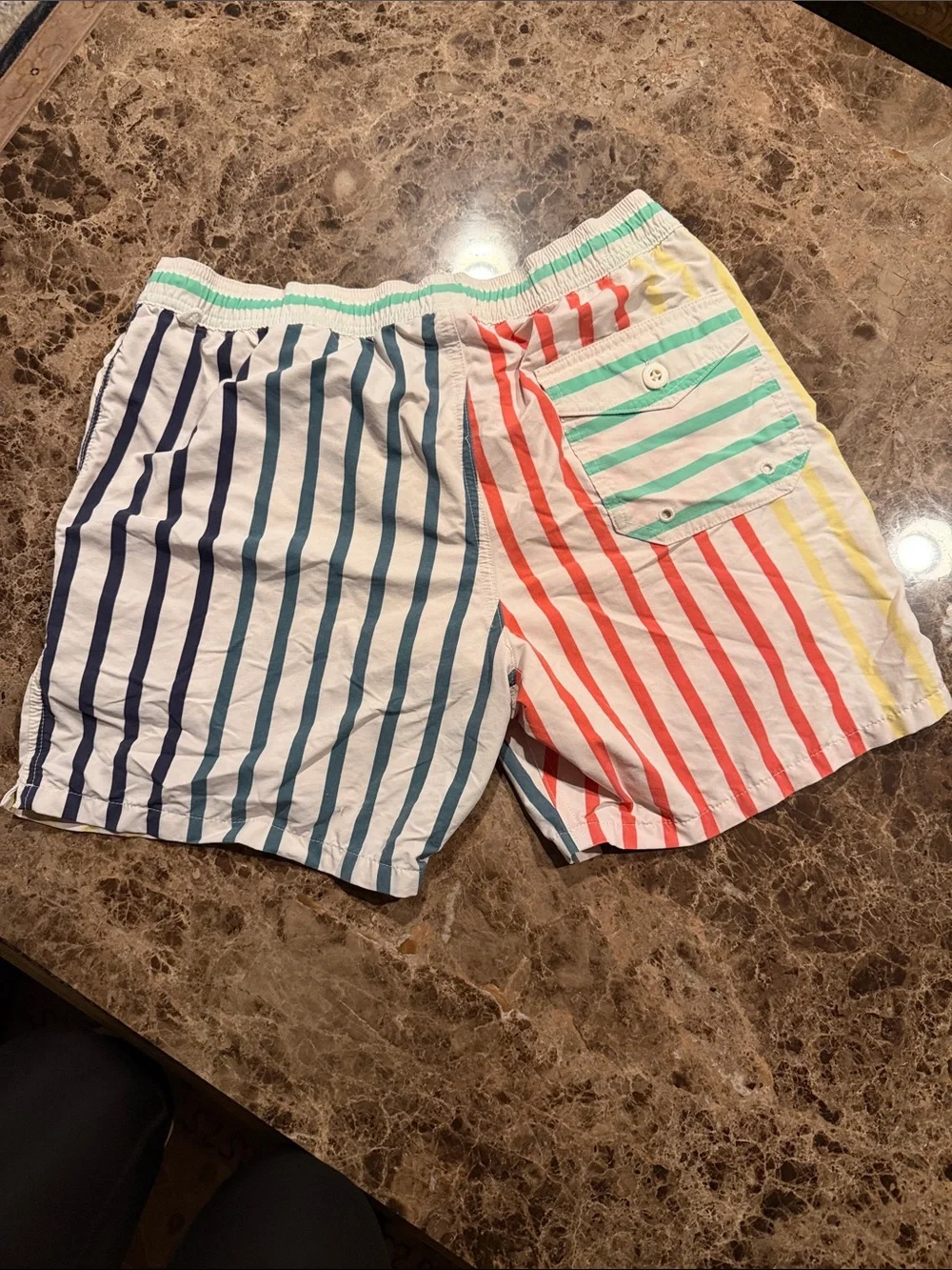 J. Crew Multicolor Vertical Stripe Swim Trunks - Navy, Teal, Coral, Yellow, Mint